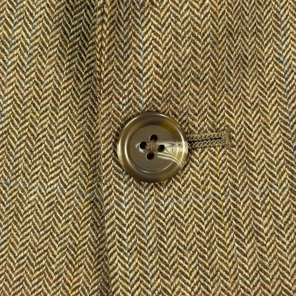 Lauren Ralph Lauren Wool Sport Coat Mens 46R Brown Herringbone 2 Button Blazer